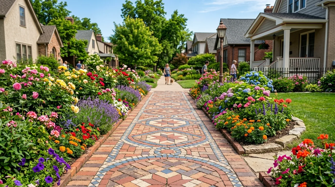 Clean Sidewalk Border With White Stone